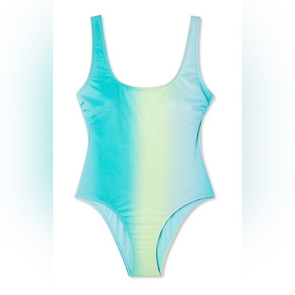 New No Boundaries Shimmer Ombre One Piece Scoop Back Swimsuit - Medium - Picture 2 of 7